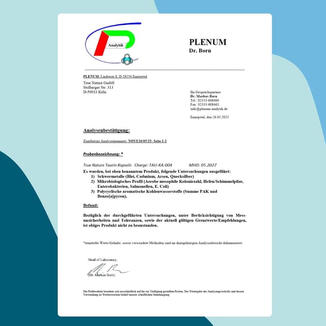 Thumbnail 6 de TRUE NATURE Taurin Kapseln 360 Stück