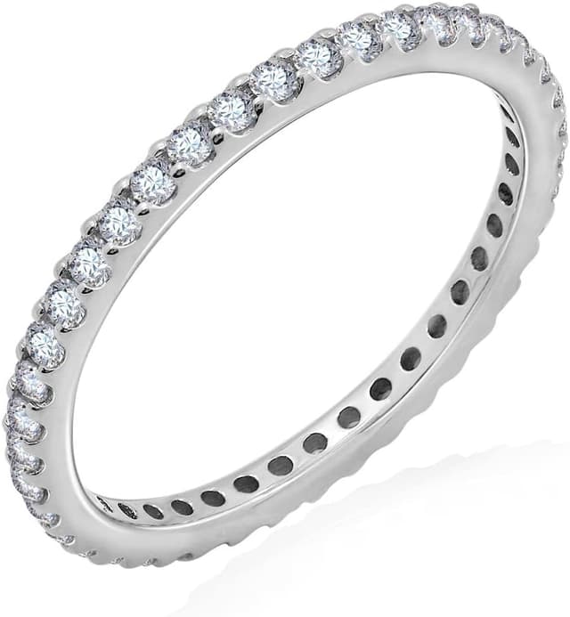 Thumbnail 2 de Amazon Essentials Rhodium Plated Pave Eternity Ring Size 💍