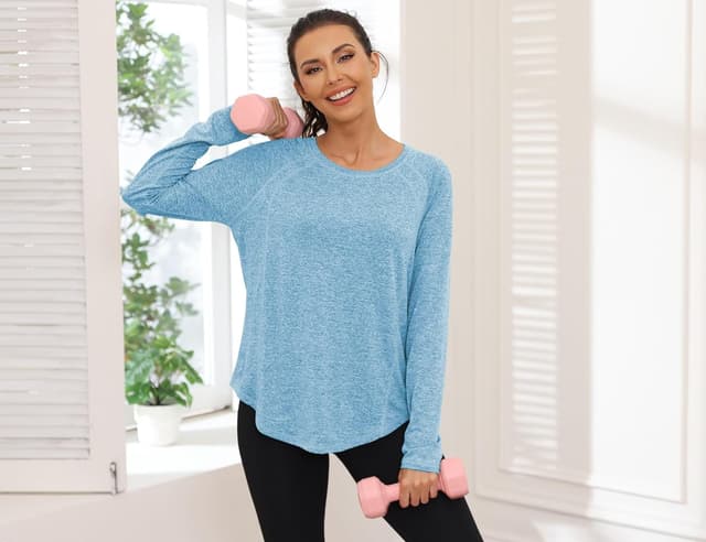 Detalle de Gyabnw T-shirt sport femme à manches longues et col rond anti UV