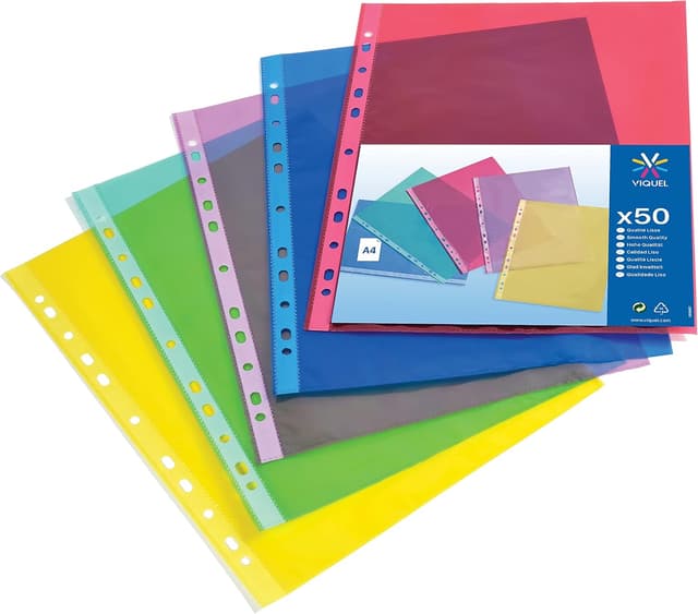 Detalle 2 de Viquel 208254 Fundas perforadas A4 multicolor 50