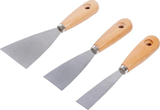 Detalle de BGS Do it yourself BGS Diy 85218: set di spatole con manico in legno (30/50/80 mm), 3 pezzi