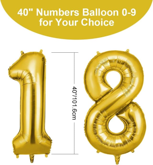 Thumbnail 1 de OFFCUP Gold Number 18 Balloon 40 inch 🎈