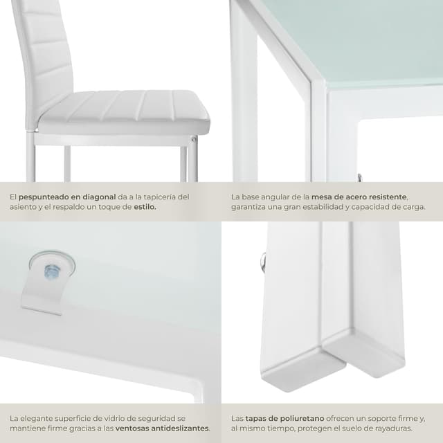 Thumbnail 3 de tectake® Conjunto de Mesa y 6 Sillas de comedor Blanco