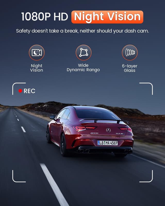 Detalle 2 de BESTSEE Dash Cam Front 1080P WiFi dash cam