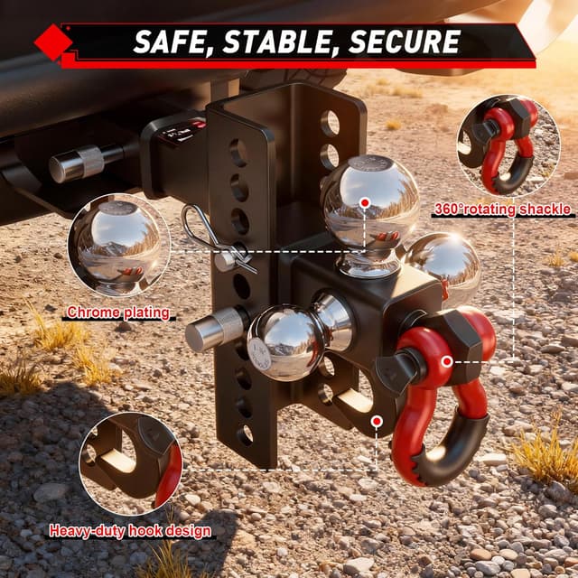 Detalle 2 de TYT Adjustable Tri-Ball Hitch 10,000 lb