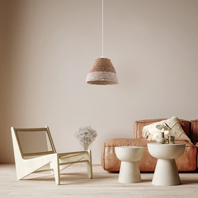 Thumbnail 1 de Paco Home Lámpara Colgante Beige para Comedor con Cable Textil