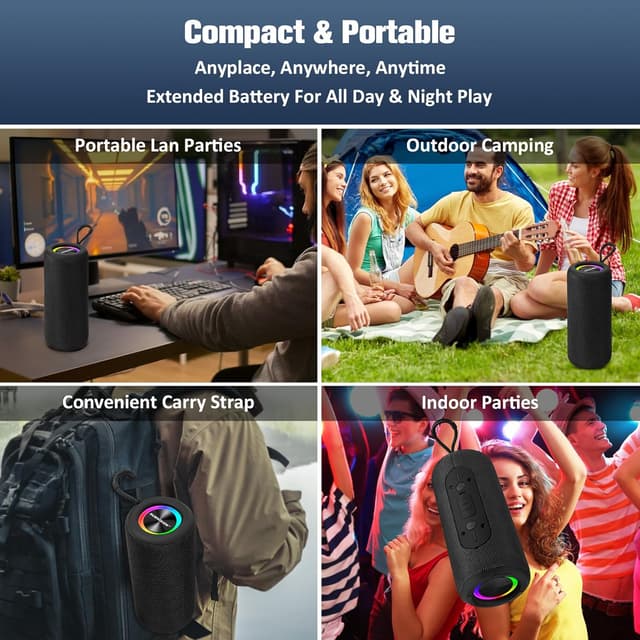 Detalle de Sumvision Monic Harmony Portable Bluetooth Speaker (True Wireless Stereo, 3D sound, Double Bass, RGB, 24hr)