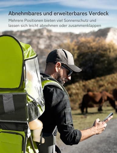 Thumbnail 5 de Besrey Porte-bébé de randonnée, sac à dos vert ⚙