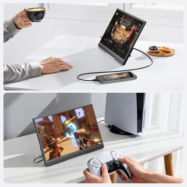 Thumbnail 6 de Omiodo Tragbarer Monitor 15,6" FHD 1080p IPS – ultradünn mit Ständer, Lautsprechern, VESA und USB-C/HDMI