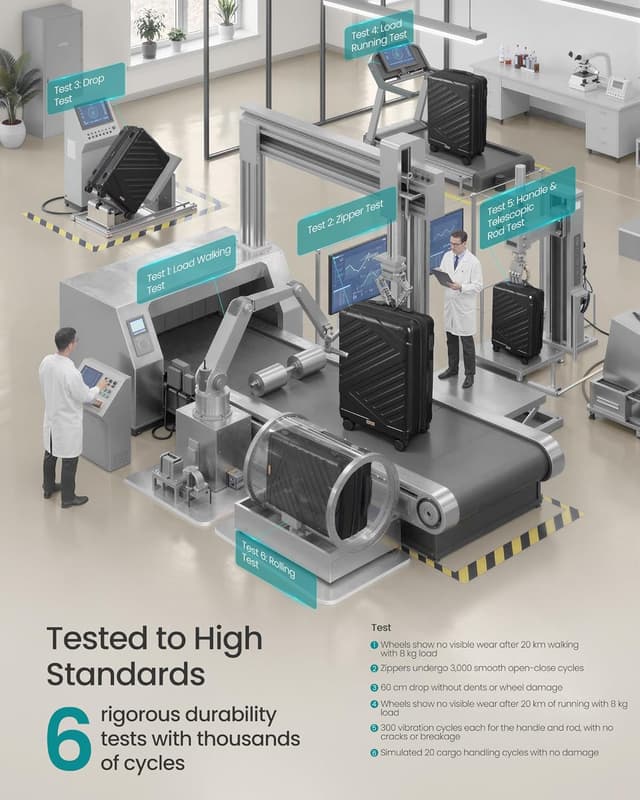 Detalle de 20 Inch Hard Shell Cabin Suitcase by SONGMICS (RLP001B101) with TSA Lock & 4 Double Spinner Wheels