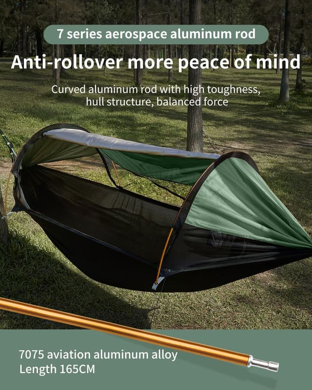 Detalle de Travel Bird hamac de camping 3 en 1 avec moustiquaire et pare-soleil, 290 x 140 cm