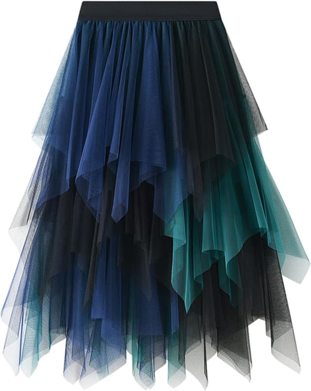 Imagen de Damen Tüll Röcke High Low Layered Faltenrock 80cm 🎀 en OfertitasTOP