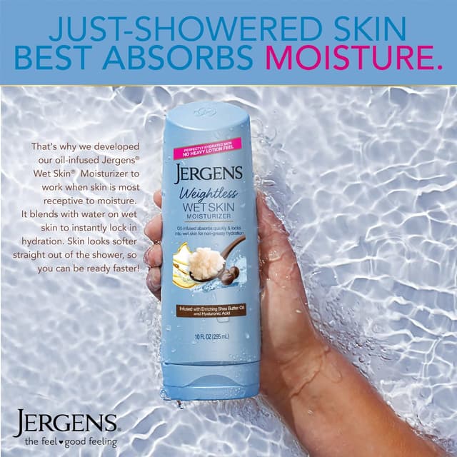 Detalle 2 de Jergens Wet Skin Body Moisturizer with Shea Butter Oil (In-Shower Lotion), 10 Oz