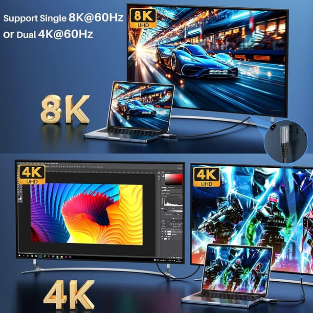 Detalle de ZeroneTeck USB C Monitor Cable 8K 3.3ft