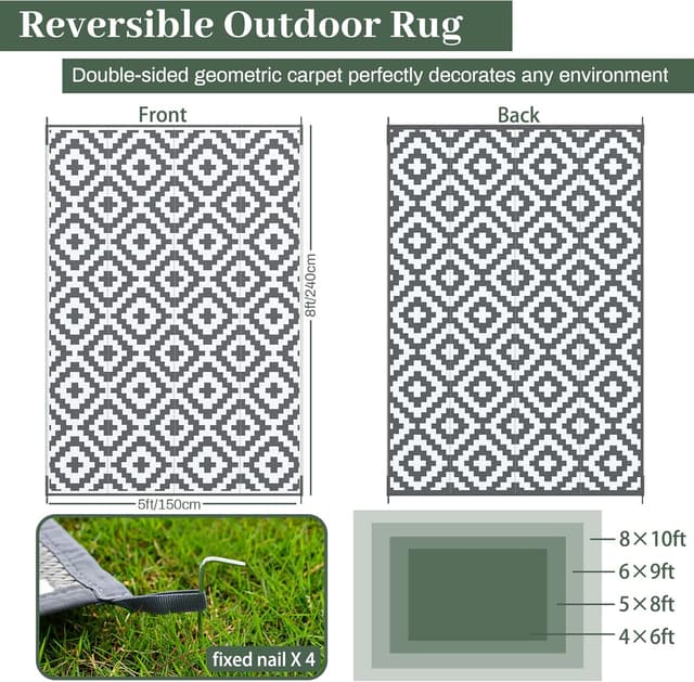 Detalle 2 de Mokani Tappeto da esterno reversibile 150x240 cm antiscivolo impermeabile ai raggi UV