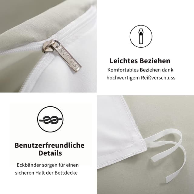 Detalle 2 de RUIKASI Bettwäsche 155x220 Beige Weiß