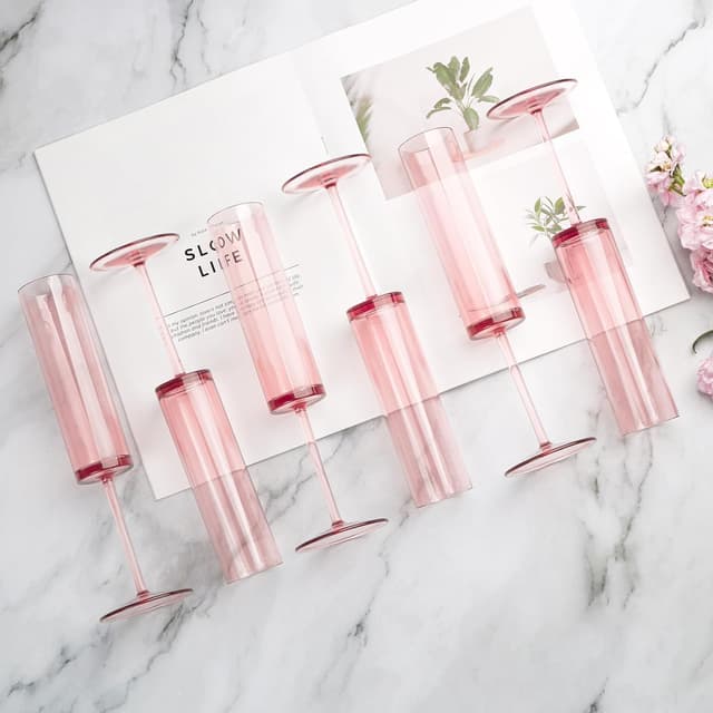 Thumbnail 2 de 6 Pink Champagne Flutes 5.4 oz ⚡