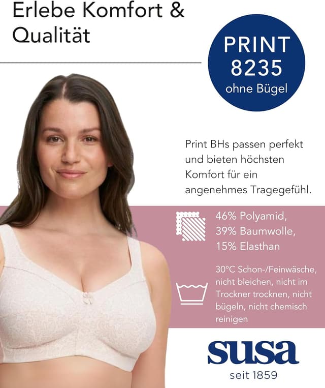 Detalle de Susa Damen Print 8235 BH bügellos 46% Polyamid