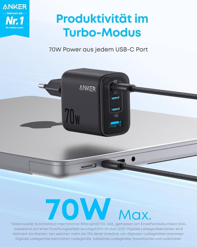 Detalle 2 de Anker Zolo 70W USB C Ladegerät 4-Port