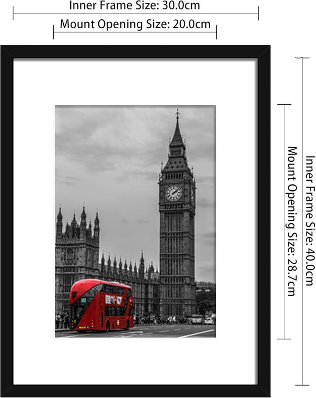 Detalle de Tinkeps 4 Pack 30x40 Black Picture Frames (engineered wood & plexiglass) with A4 mount