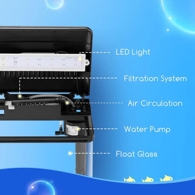 Detalle de Nobleza Nano acquario in vetro per acqua tropicale da 7 litri con filtro incluso, nero