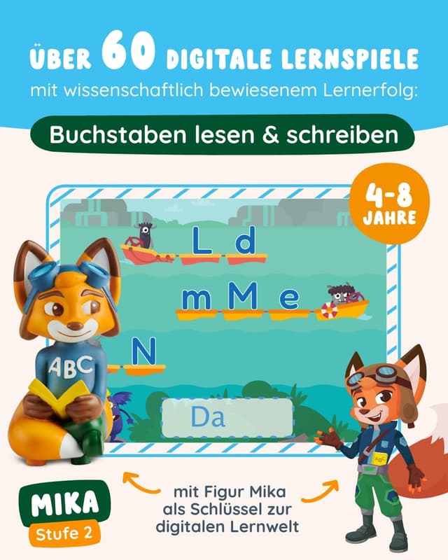Detalle 2 de Edurino Figur Mika ABC – Lernspiel für Lesen & Schreiben ab 4 Jahren (Stufe 2) inkl. App