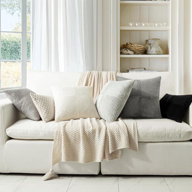 Detalle de MIULEE 2er Set Kissenbezug 60x60cm Dunkelgrau 🛋