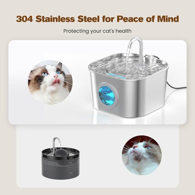 Detalle 2 de Cat Water Fountain Stainless Steel 74oz