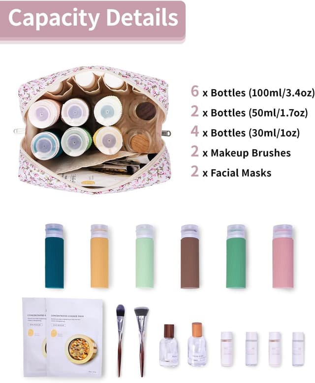 Detalle de Large Green Leaf Makeup Bag Zipper Pouch Travel Cosmetic Organiser (Large, 22x15x10 cm)