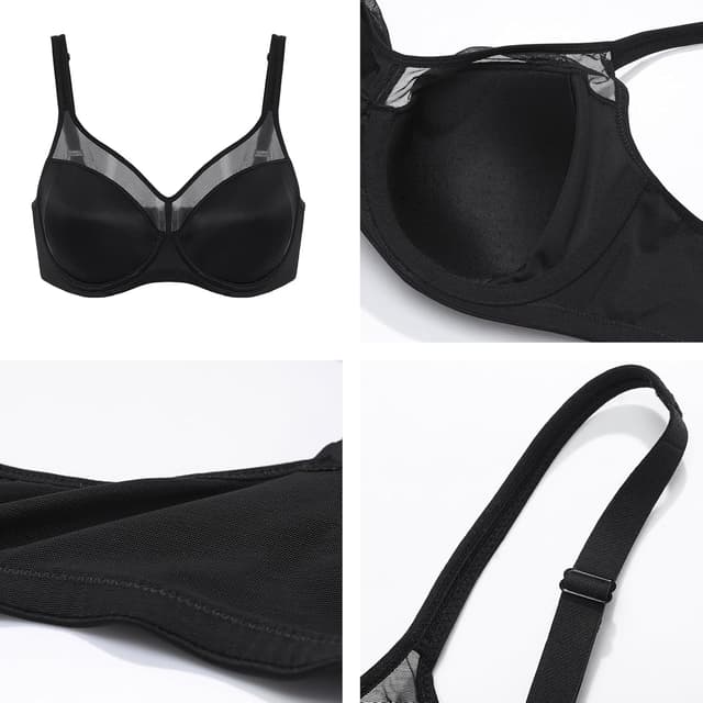 Detalle 2 de DELIMIRA Damen T-Shirt-BH mit Bügel, Vollschalen und U-Rücken-Design (große Größen)