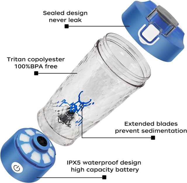 Detalle 2 de Electric Protein Shaker Bottle 550ml Blue