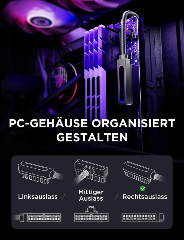 Thumbnail 6 de AsiaHorse Hydrus 24Pin PSU Kabelverlängerung R 30cm ⌚jul 24Pin Kabelagerung? (Gin)