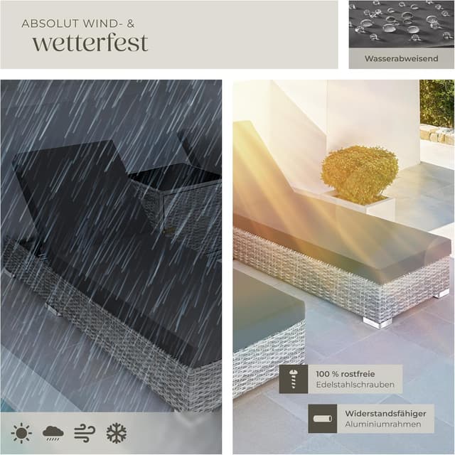 Thumbnail 6 de tectake® 2er Garten Lounge Sonnenliegen-Set mit Tisch (2er Set, hellgrau)