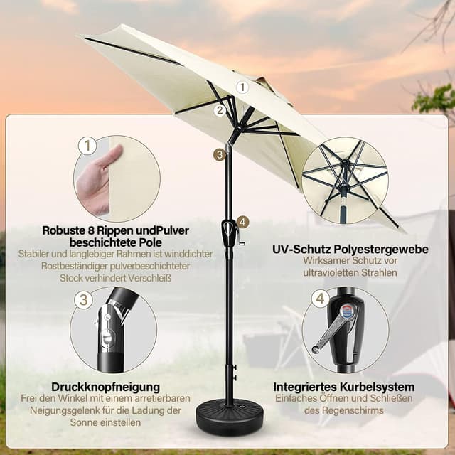 Detalle de Simple Deluxe 2.28M patio umbrella