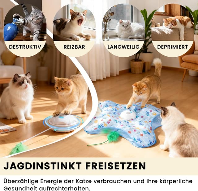 Detalle de FIVAVA Giocattolo interattivo per gatti ricaricabile e silenzioso con 3 piume sostituibili