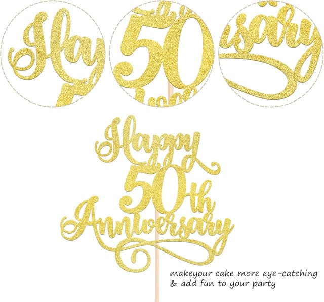 Thumbnail 2 de Xsstarmi Happy 50th Anniversary cake topper