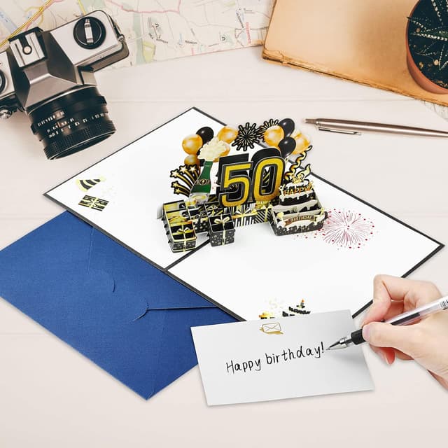 Thumbnail 2 de Joyoldelf Pop-up Geburtstagskarte zum 50. Geburtstag mit Umschlag (3D, inkl. extra Karte zum Schreiben)