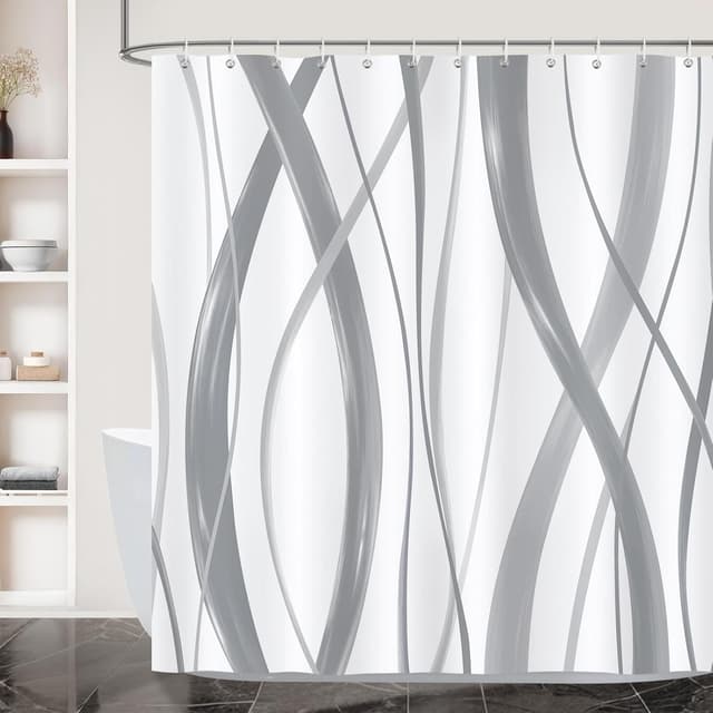 Detalle de Bonhause Shower Curtain Striped 180 x 180 cm