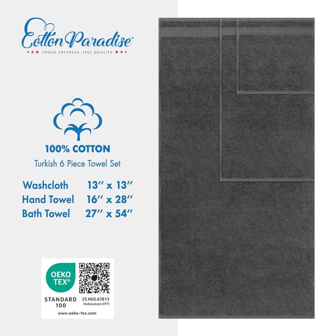 Detalle 2 de Cotton Paradise 6-Piece Towel Set 100% Cotton