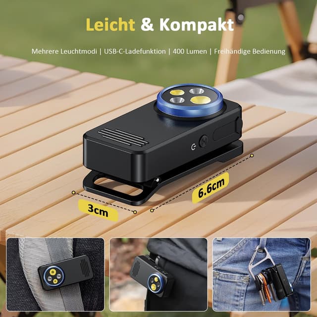 Detalle 2 de FINIBO Mini LED Taschenlampe 400 LM