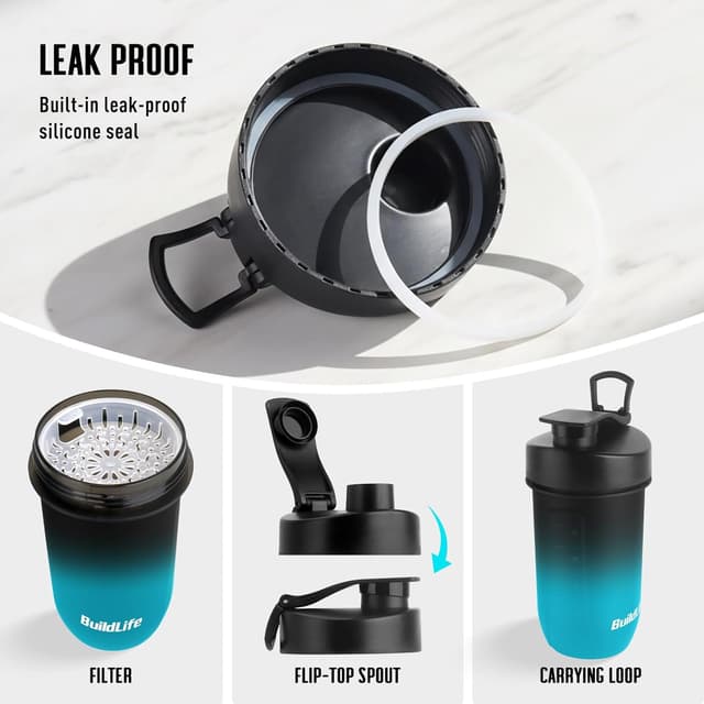 Detalle de BuildLife Protein Shaker Bottle 600ml Tritan