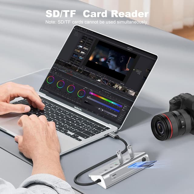 Detalle 2 de intpw P9R PRO 10-in-1 USB-C Hub with 4K@60Hz HDMI, 1Gbps Ethernet and PD 100W