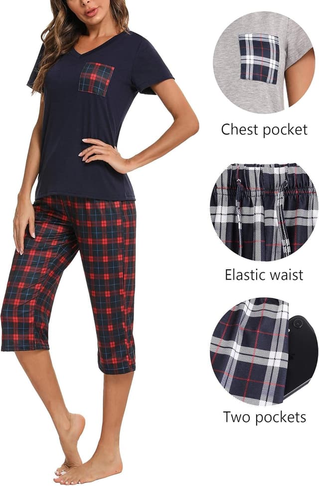 Thumbnail 3 de iClosam Pyjama Femme Été en Coton 2 pièces