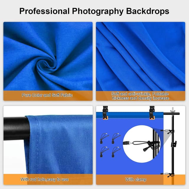 Detalle de PULUZ 2m x 2m Blue Photography Backdrop (washable polyester) for studio, tabletop, chroma key