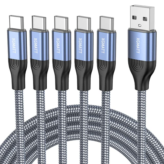 Detalle de USB-C Kabel 1 m im 5er-Pack (Nylon, Schnellladen & Datenübertragung) – für Samsung, Huawei, Sony, Pixel & mehr