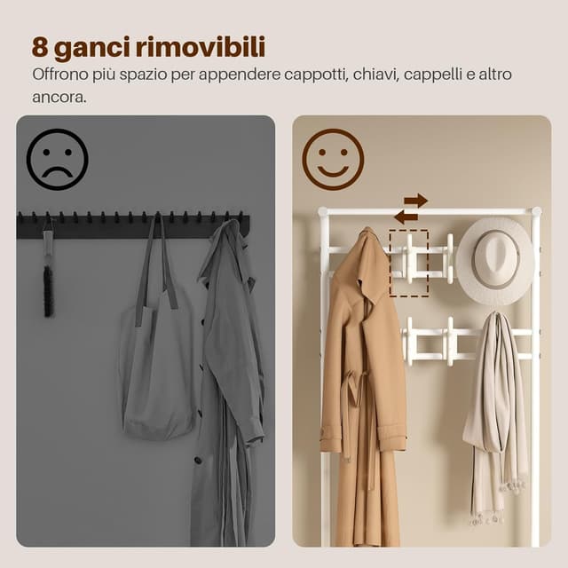 Thumbnail 6 de Innotic Appendiabiti con scarpiera e 3 livelli d’appoggio (16 ganci rimovibili) bianco