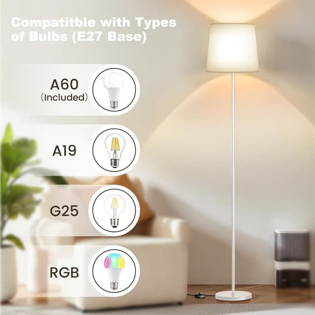 Detalle de SIBRILLE Lampada da Terra Salotto 9W con telecomando, 3000K–6000K e paralume in lino