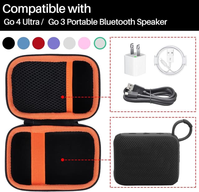 Detalle de Lebakort Hartschalen-Schutzhülle Etui Tasche für JBL Go 4 / JBL Go 3 (Weiß)