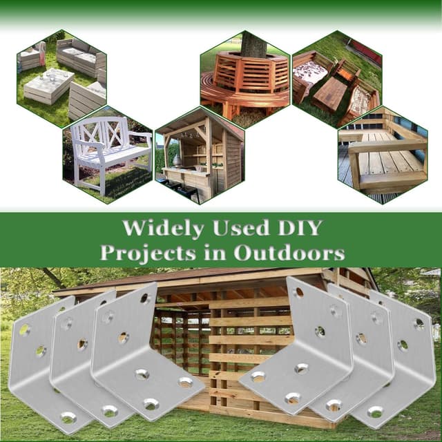 Thumbnail 6 de 10PCS 304 Stainless Steel L Bracket Corner Braces (90°) – Silver shelf and furniture support brackets