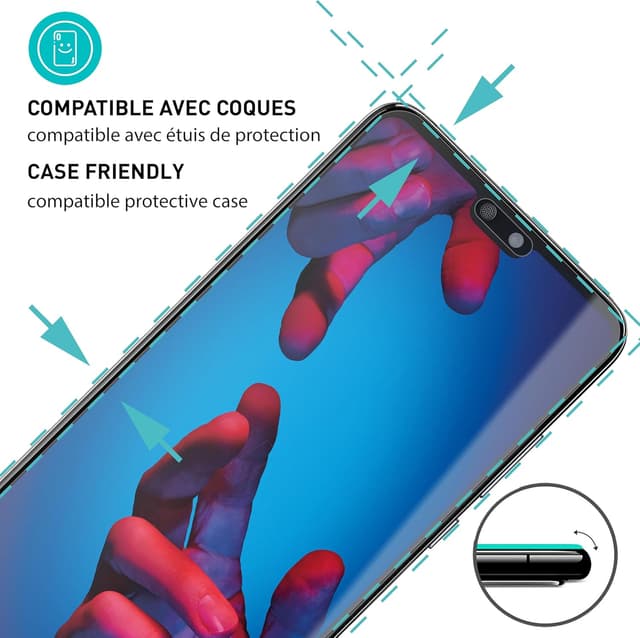 Detalle 2 de smartect Verre Trempé 3 pièces Clear (dureté 9H, sans bulles) pour Huawei P20